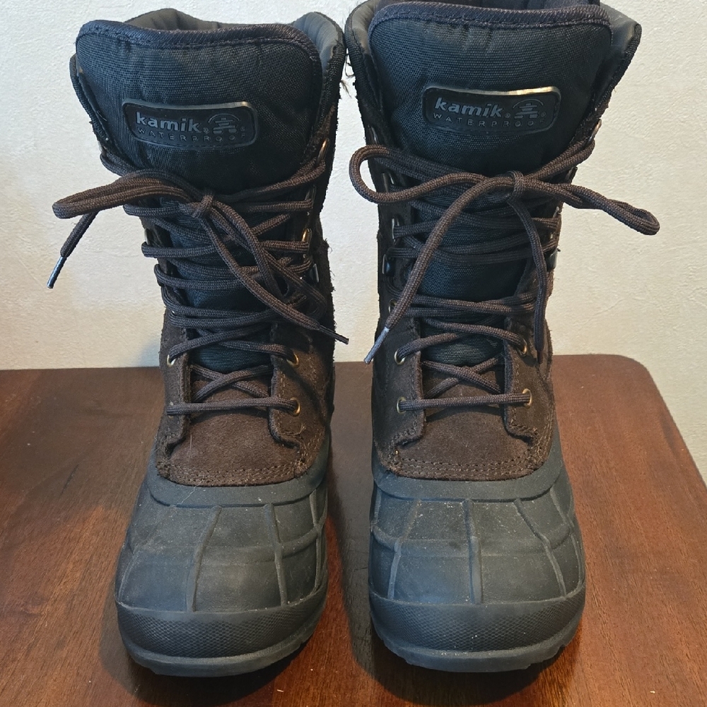 Kamik Black and Dark Brown Snow Boots